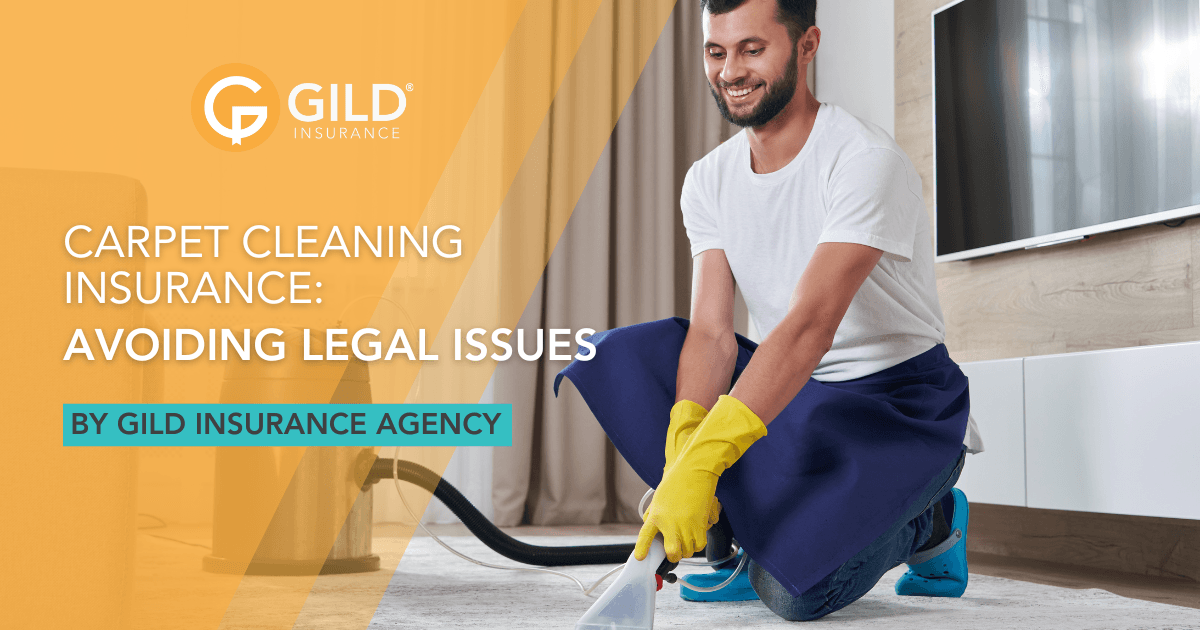 A man smiling cleaning carpets because he has carpet cleaning insurance